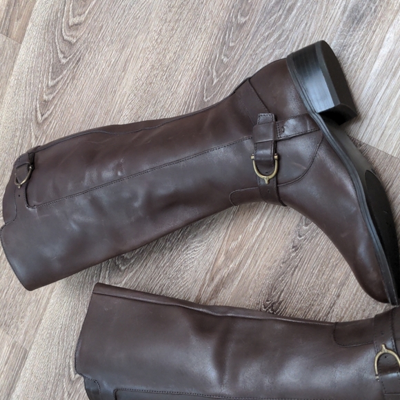 Lauren by Ralph Lauren Brown Margarite Almond Toe Mid-Calf Boots Zip Up Buckle - Picture 2 of 16